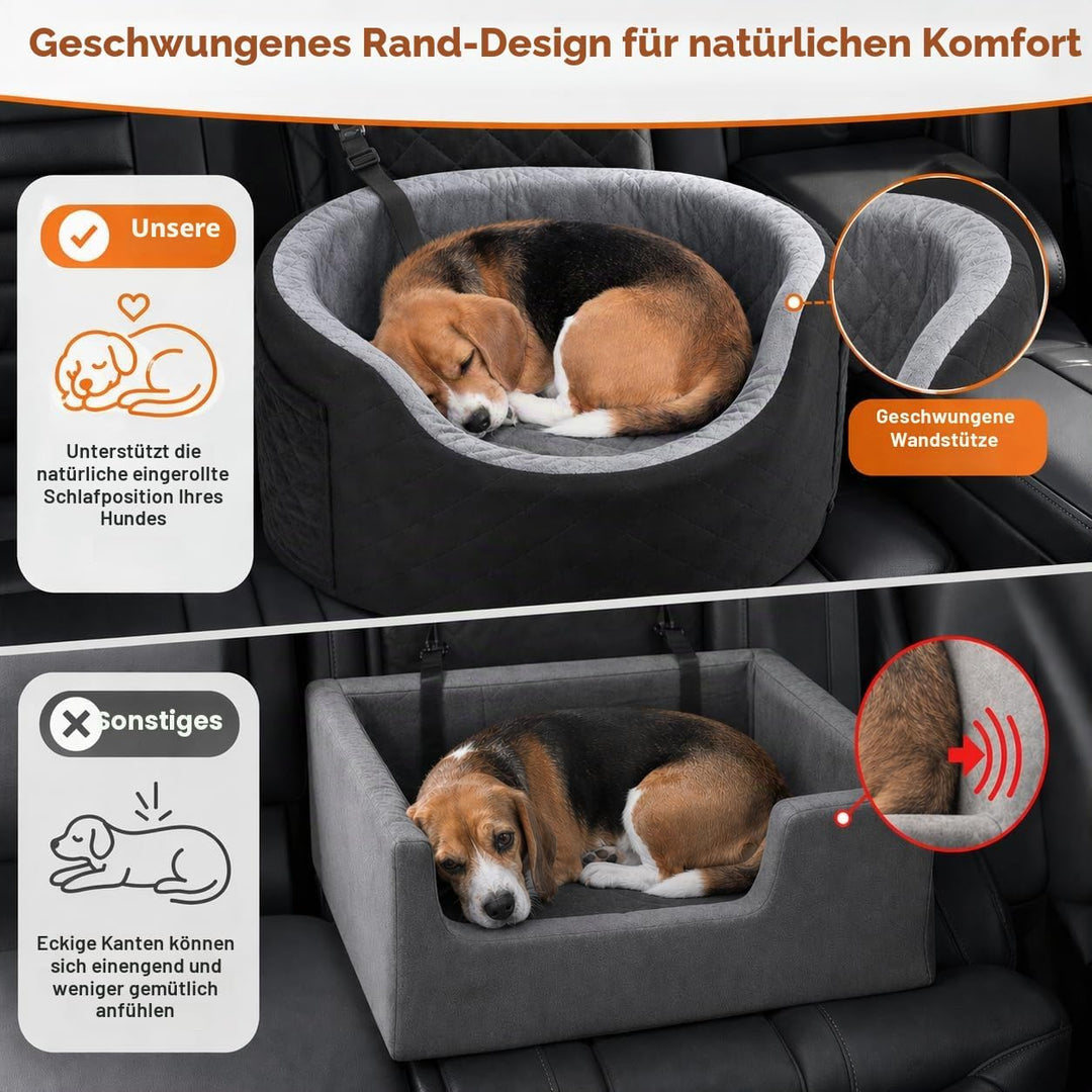 Hundeautositz für kleine Hunde – Schwarzer Booster Autositz mit 28D Memory Foam, Rutschfester Wasser