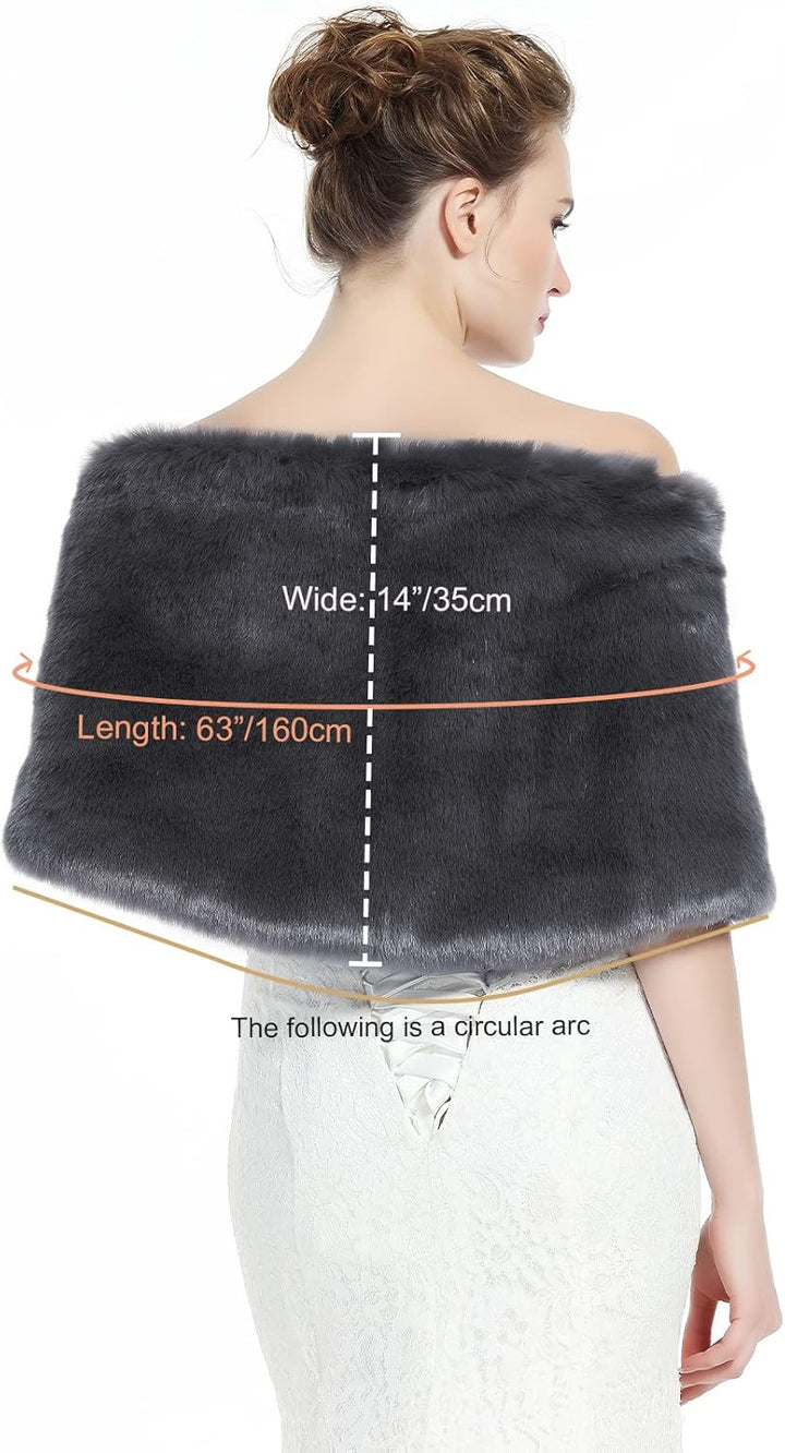BEAUTELICATE Kunstpelz Schal Stola Damen Warm Brautjacke Brautschal Brautstola Pelz für Braut Hochze