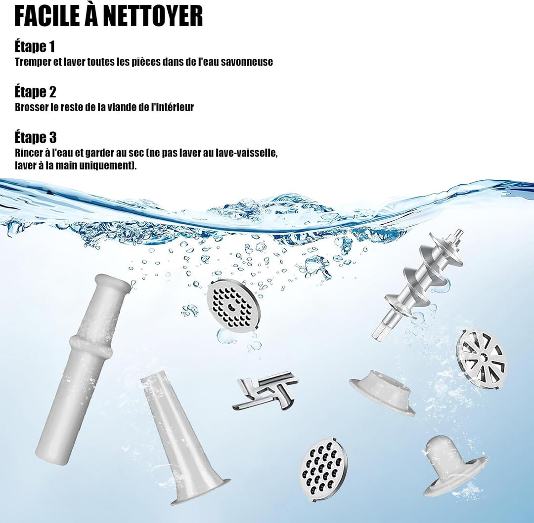 Elektrischer Fleischwolf, 2800W 3 in 1 Fleischwolf, mit 3 Platten aus Edelstahl für 3 mm, 5 mm und 7