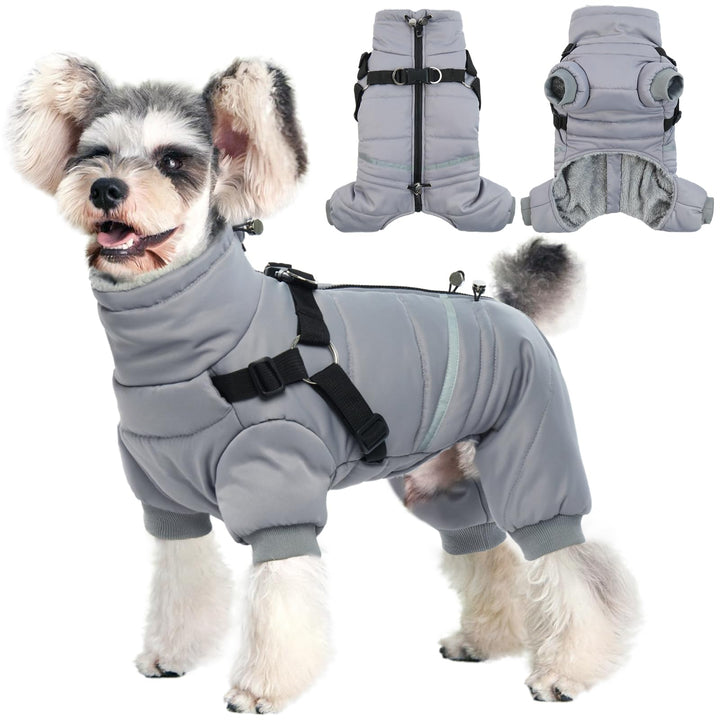 Hjyokuso Wasserdichter Hundemantel, Hundejacke mit Geschirr, Wintermantel Hund für kleine Mittel Gro