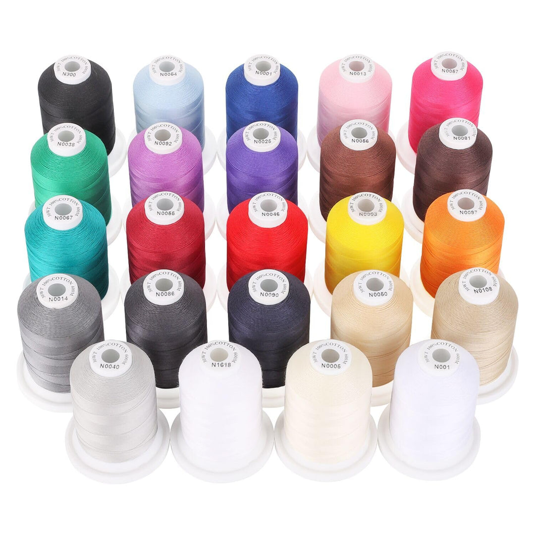 New brothread 24 Grund Farben Mehrzweck 100% Mercerisierte Baumwollfaden 30WT (50S/3) 600M zum Quilt