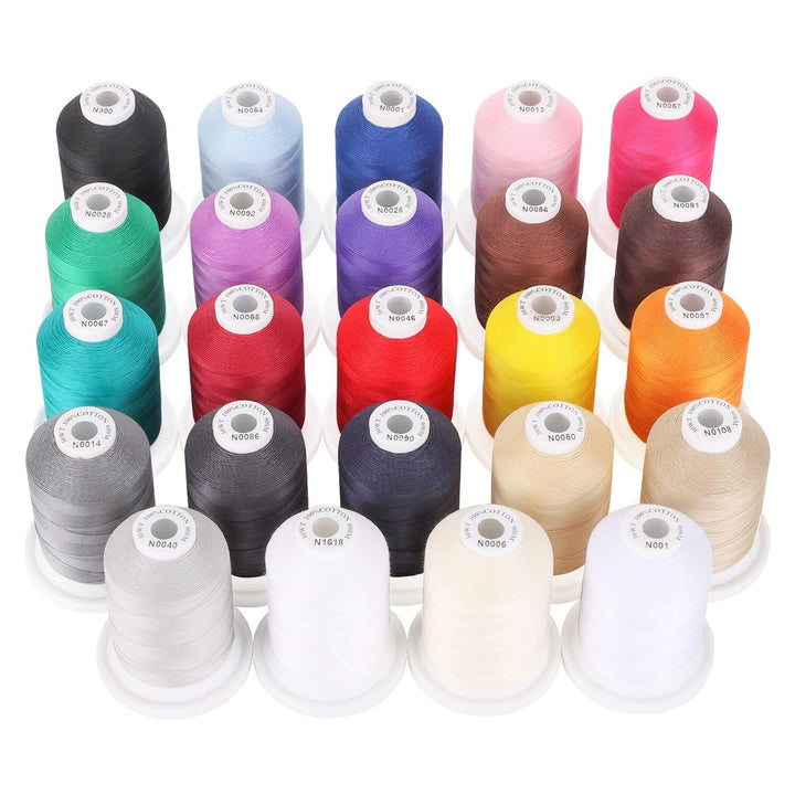 New brothread 24 Grund Farben Mehrzweck 100% Mercerisierte Baumwollfaden 30WT (50S/3) 600M zum Quilt