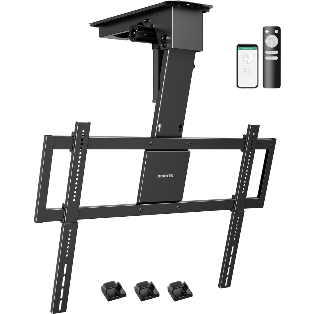 monTEK Motorisierte TV Deckenhalterung von 43-86 Zoll, hochbelastbar bis 55 kg, kompatibel mit Off-C