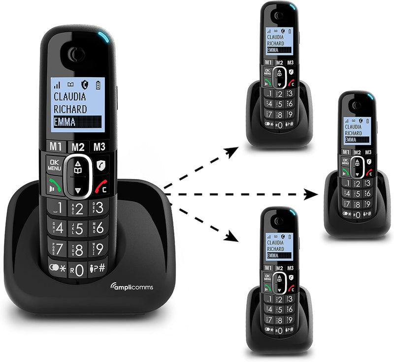 Amplicomms BigTel 1500 schnurloses DECT Grosstasten Telefon, Audio-Boost, extra Laute Klingeltöne, H
