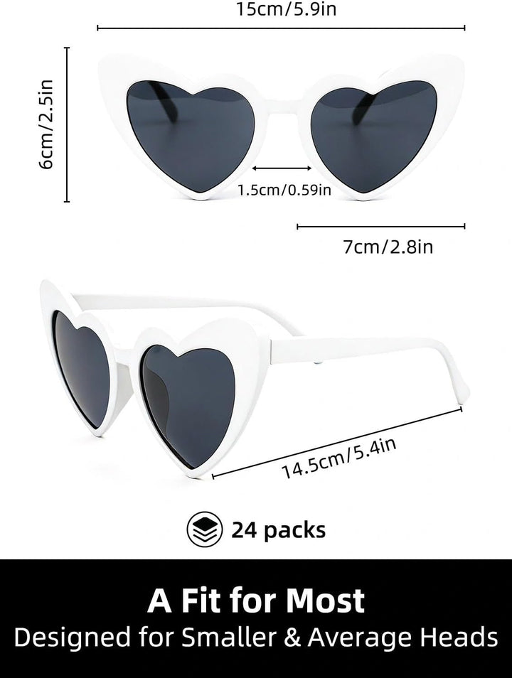 Weisse schwarze Herz-Partybrille in Herzform, Retro-Katzenaugen-Brille für Junggesellinnenabschied,