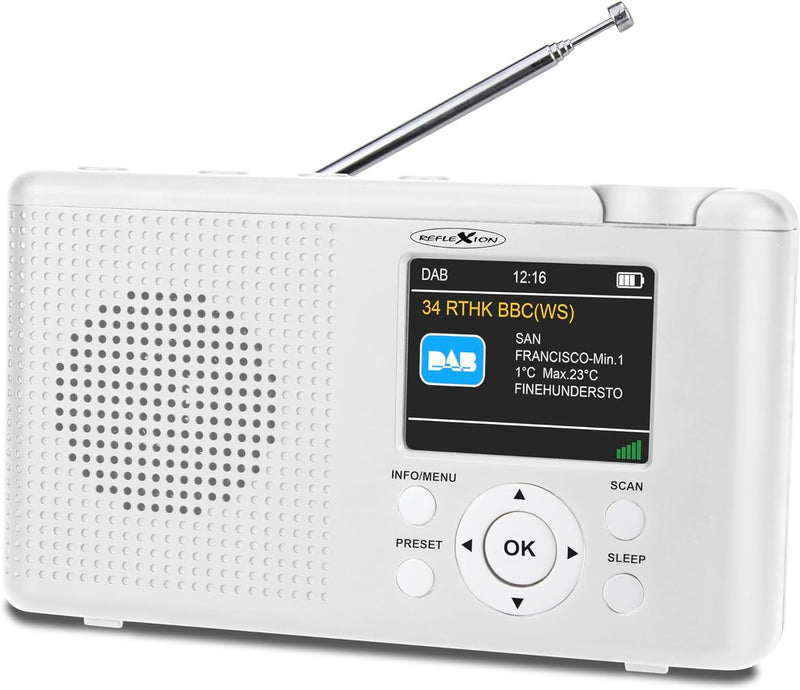 Reflexion TRA-23DAB Tragbares DAB-Radio mit Akku(UKW, DAB, DAB+, RDS, Farbdisplay, Bluetooth, Kopfhö