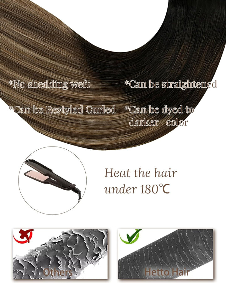 Hetto Balayage Echthaar Tressen Extensions Remy Tressen Echthaar Extensions Naturlich Tressen Extens