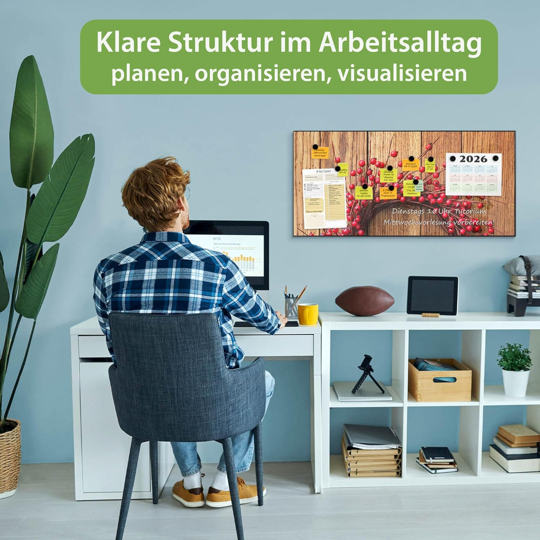 banjado Magnettafel schwarz 78 x 37cm / Magnetwand Metall/Magnetpinnwand als Memoboard/Pinnwand Magn