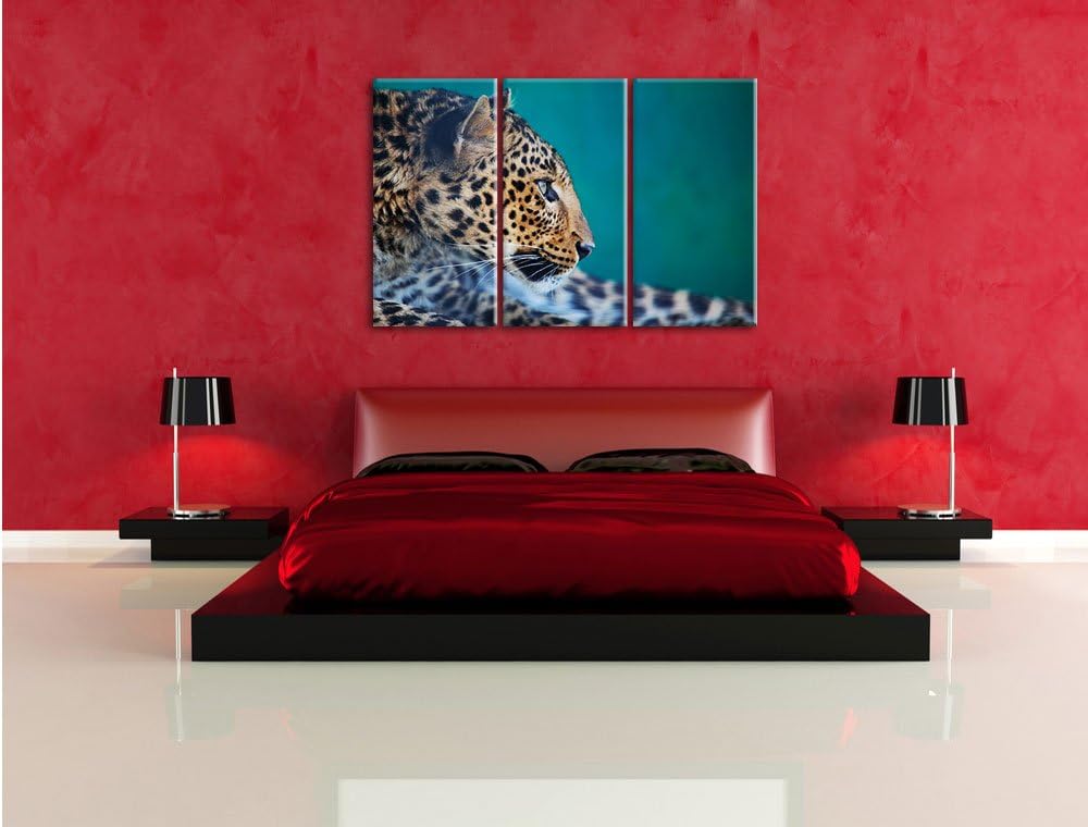 Pixxprint Wachsamer Gepard als Leinwandbild/Grösse: 3 Teilig (120x80) cm/Wandbild/Kunstdruck/fertig