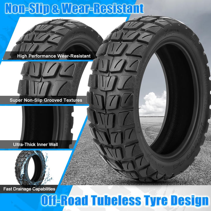 10x2.75-6.5 Tubeless Reifen, Off-road Vakuumreifen mit Ventil,10 Zoll E Scooter Ersatzreifen mit Ver