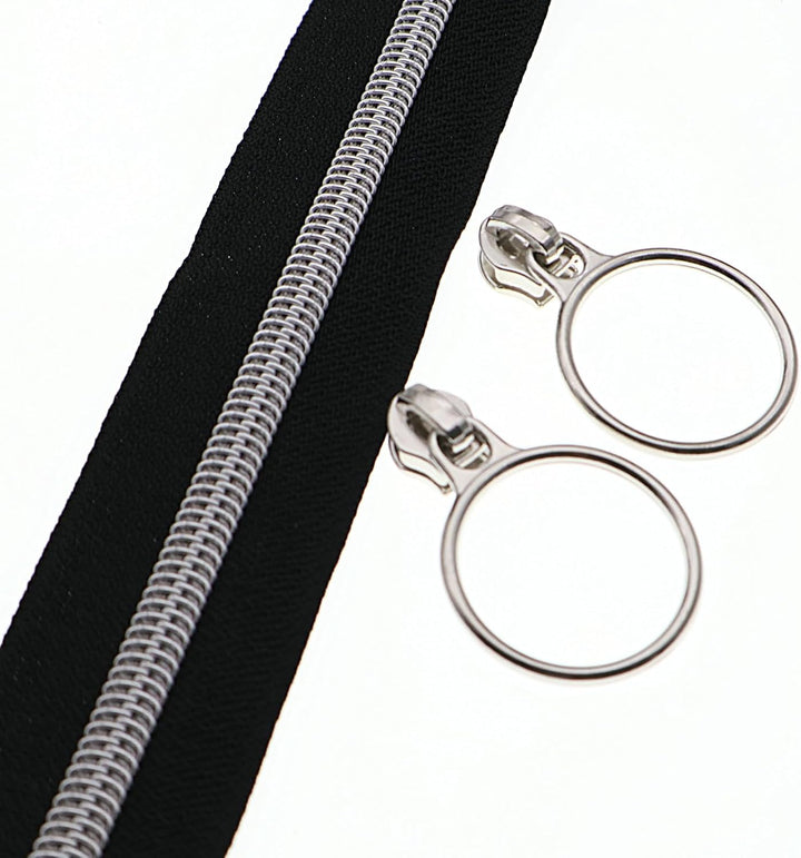 Leekayer The Yard #5 Silber-Metallic-Nylon-Spulen-Reissverschlüsse von The Yard Bulk 9,1 m schwarzes