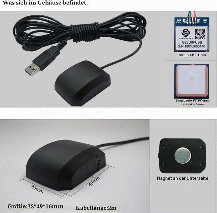 Geekstory VK-162 G-Mouse USB GPS Dongle M8030 Chip 72 Kanal Navigationsmodul Externe GPS Antenne Rem