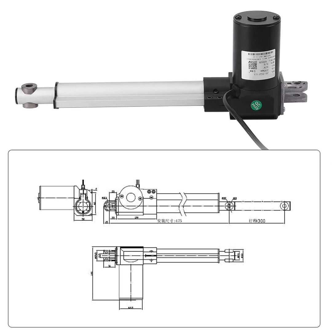 DC 12V Elektrischer Linearantrieb Kraft 6000N Maximaler Hub Hub Wasserdichte Elektromotorhalterung