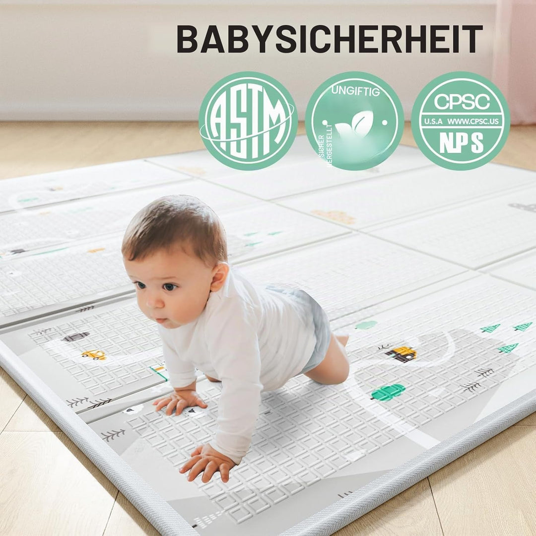 150x150 cm Baby Laufgitter mit Matte, Laufstall Baby mit Matratze (150X150X65 cm)