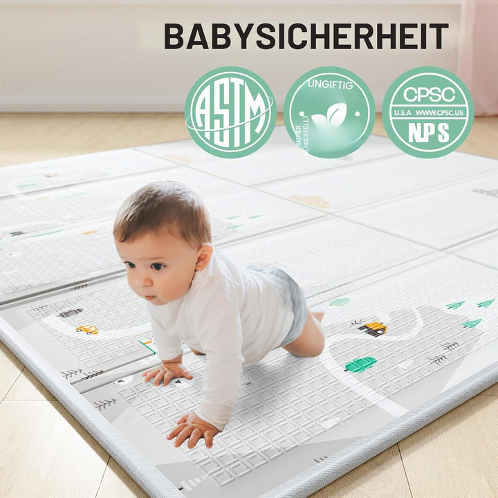 150x150 cm Baby Laufgitter mit Matte, Laufstall Baby mit Matratze (150X150X65 cm)