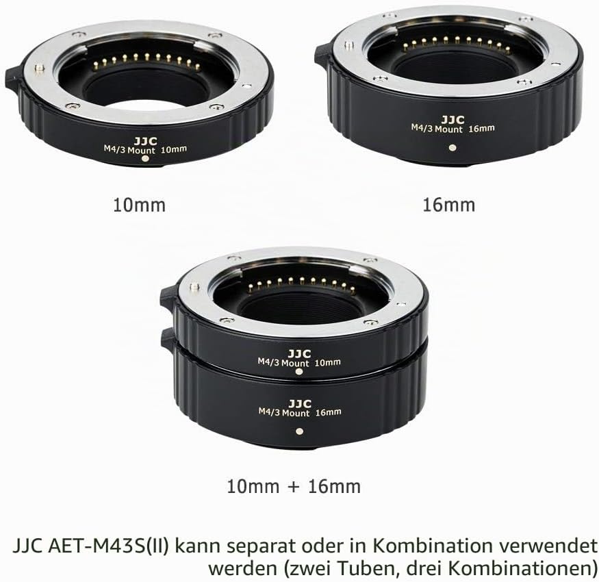 JJC Autofokus AF Zwischenringe 10MM 16MM für Olympus OM-1 E-M5 III E-M1X E-M10 III E-PL9 E-PL8 E-PL7