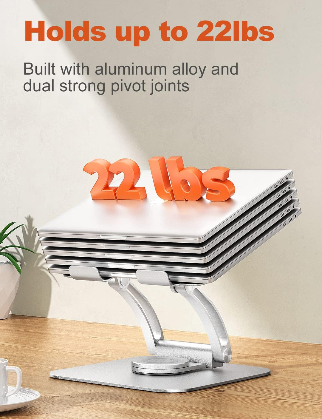 Laptop Ständer mit 360° Drehbarer Basis, Ergonomisch Laptopständer Höhenverstellbar, Laptop Erhoehun
