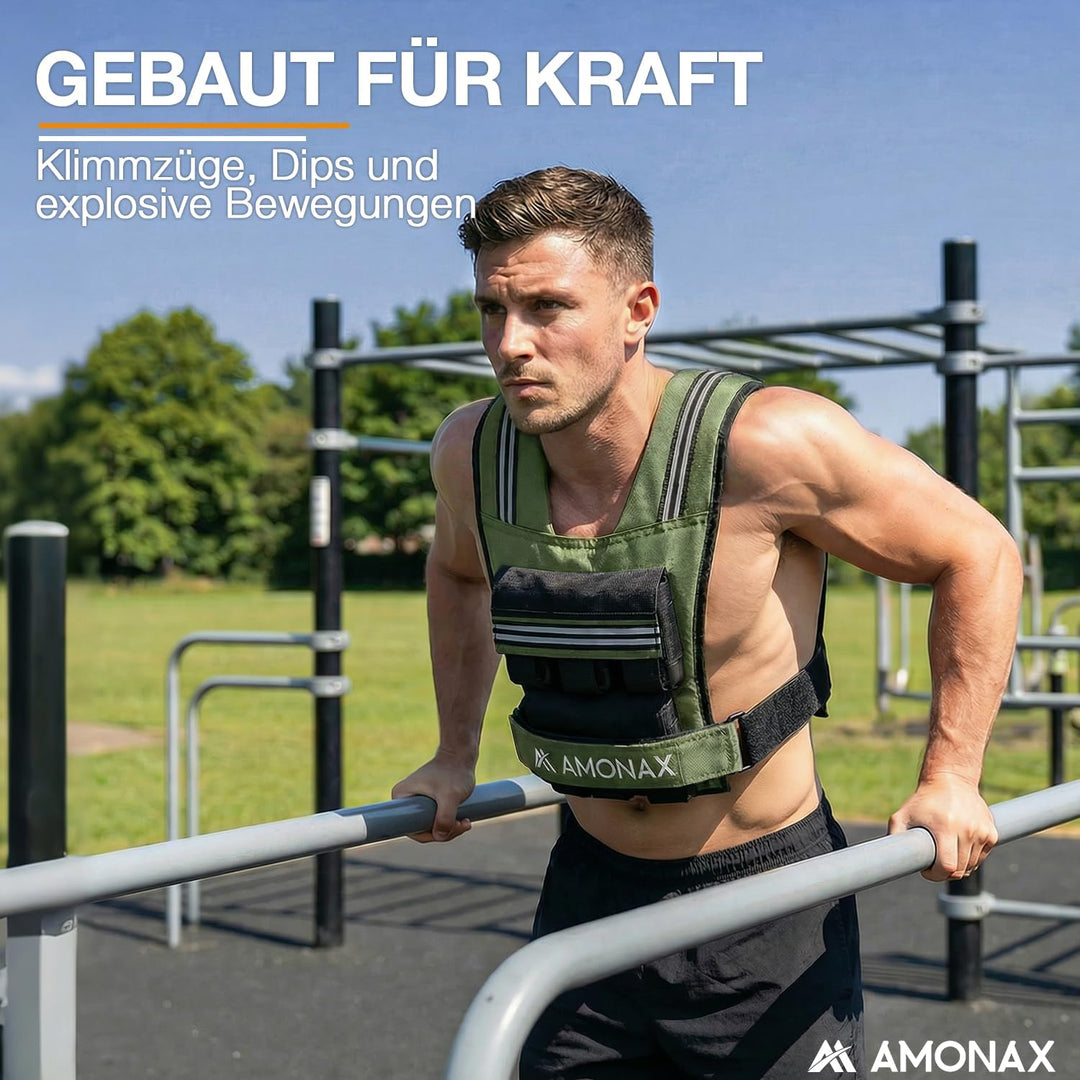 Amonax Gewichtsweste 10kg/20kg/30kg, Verstellbare Gewichtsweste für Herren und Damen, Weighted Vest