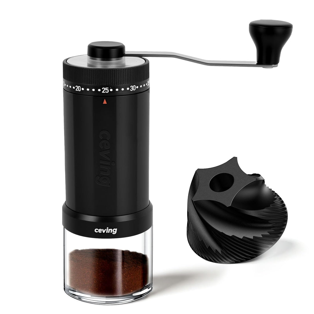 Manuelle Mini-Kaffeemühle mit 40 einstellbaren Einstellungen, tragbare Hand-Kaffeebohnenmühle mit 30