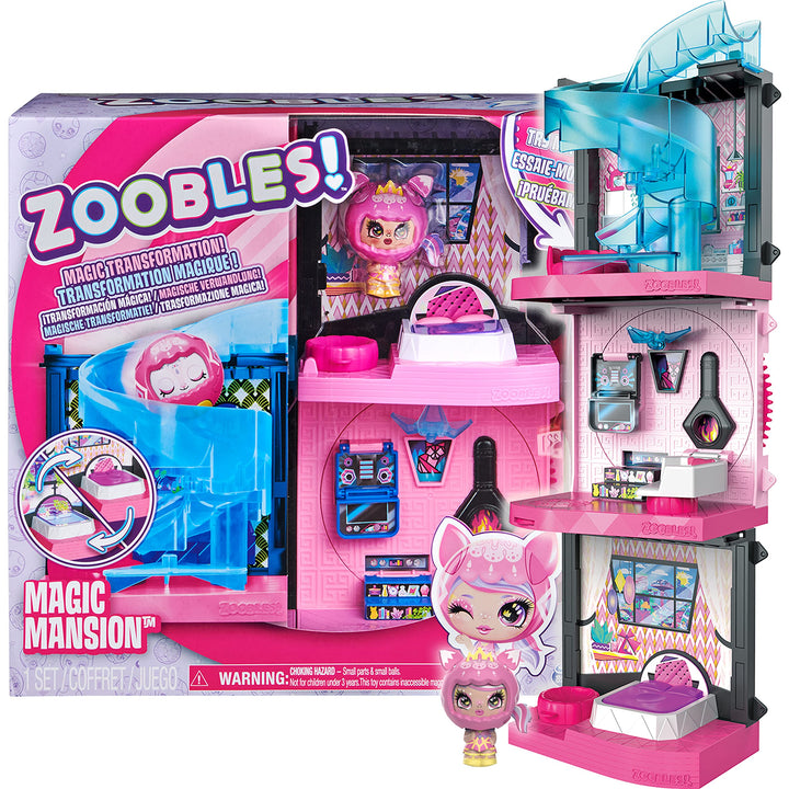 Zoobles Magic Mansion Transforming Playset with Exclusive Z-Girl Collectible Figure, Kids Toys for G