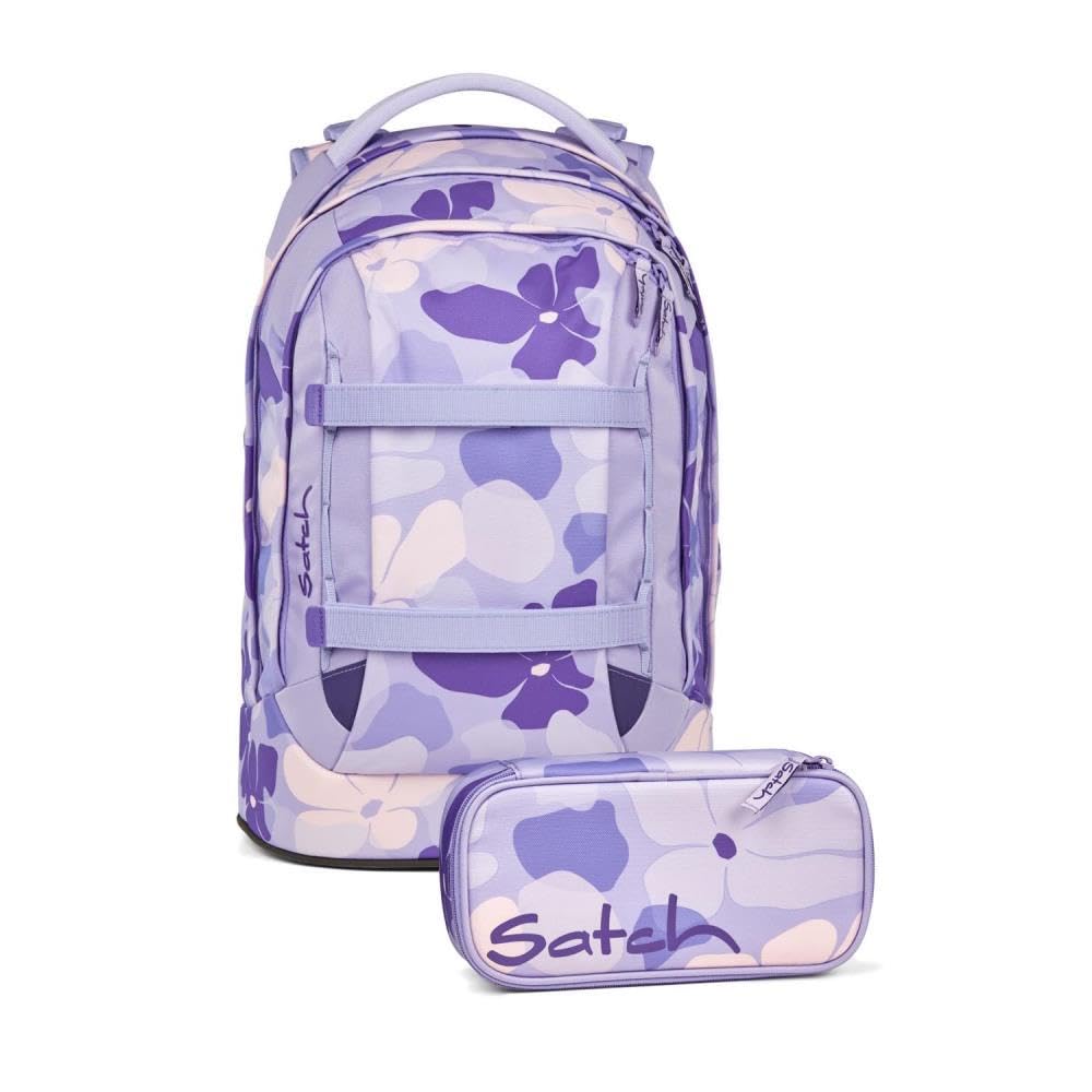Satch pack Schulrucksack Set 2tlg. inkl. Schlamperbox (Lilac Blossom), Lilac Blossom