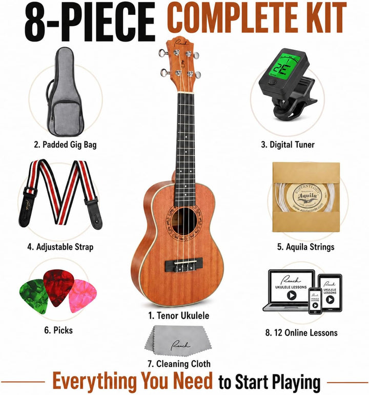 Tenor Ukulele Ranch 26 Zoll 5 in 1 Uke Bundle mit 12 Online-Lektionen Grösse 54, Grösse 54