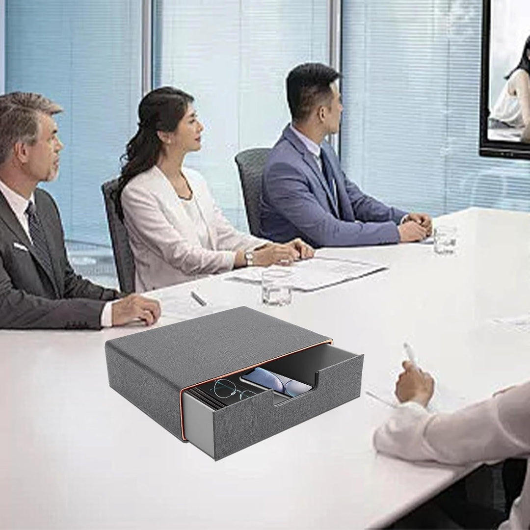 Schreibtisch-Schubladenbox mit geschlossenem A4-Fach, PU-Leder-Schubladenbox, Schmuck-Organizer, Kos