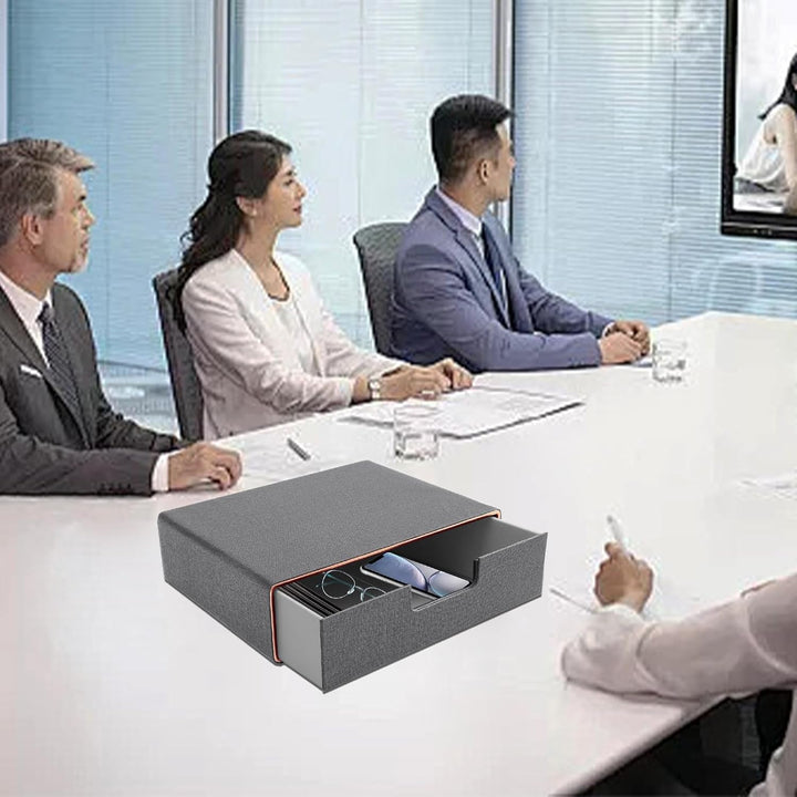 Schreibtisch-Schubladenbox mit geschlossenem A4-Fach, PU-Leder-Schubladenbox, Schmuck-Organizer, Kos
