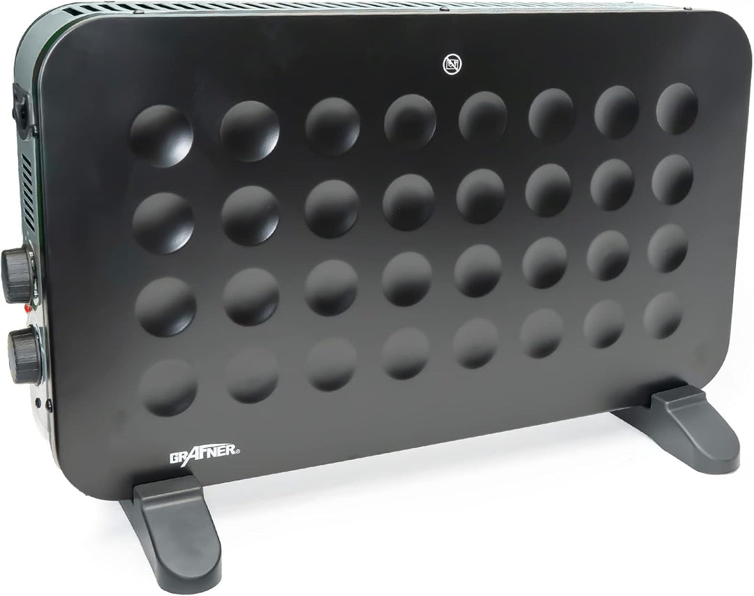 Grafner Konvektor Heizgerät 2000 Watt, matt schwarz, 3 Heizstufen, stufenlos regulierbares Thermosta