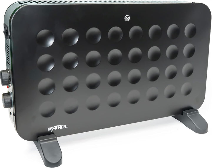 Grafner Konvektor Heizgerät 2000 Watt, matt schwarz, 3 Heizstufen, stufenlos regulierbares Thermosta