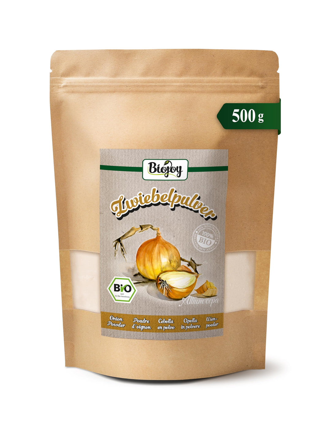 Biojoy BIO-Zwiebelpulver (500 g), Zwiebeln fein gemahlen (Allium cepa), 500 g