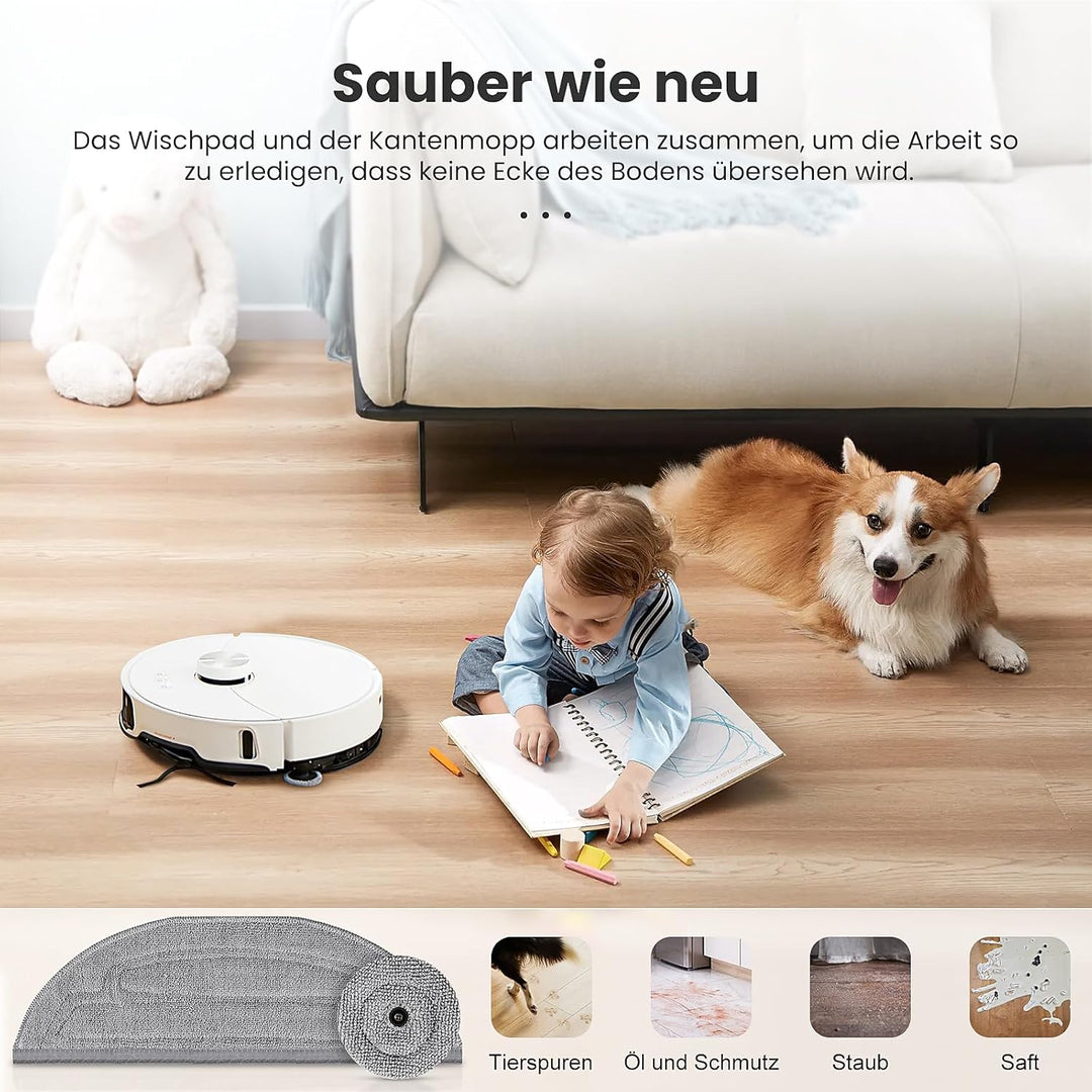 12 Stück Wischtücher Set für Roborock S8 MaxV Ultra Saugroboter, 6 Wischtuch und 6 Seitenwischer, Si