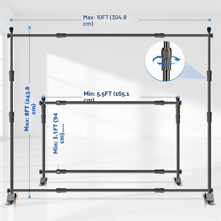EMART Foto Hintergrund Ständer 3 m x 2,4 m (B x H), Verstellbare Hintergrund Ständer mit 2 Sandsäcke