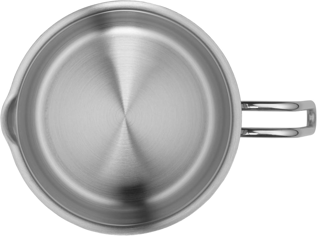 Silit Achat Milchtopf mit Glasdeckel 14 cm, hoher Kochtopf 1,7l, Edelstahl teilmattiert, Induktion,