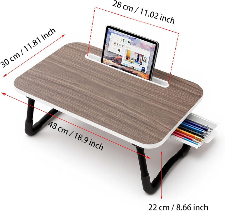 Small Laptop Bett Schreibtisch, Laptoptisch 48 × 30 cm für Frühstück im Bett, Arbeit, Homeoffice, La