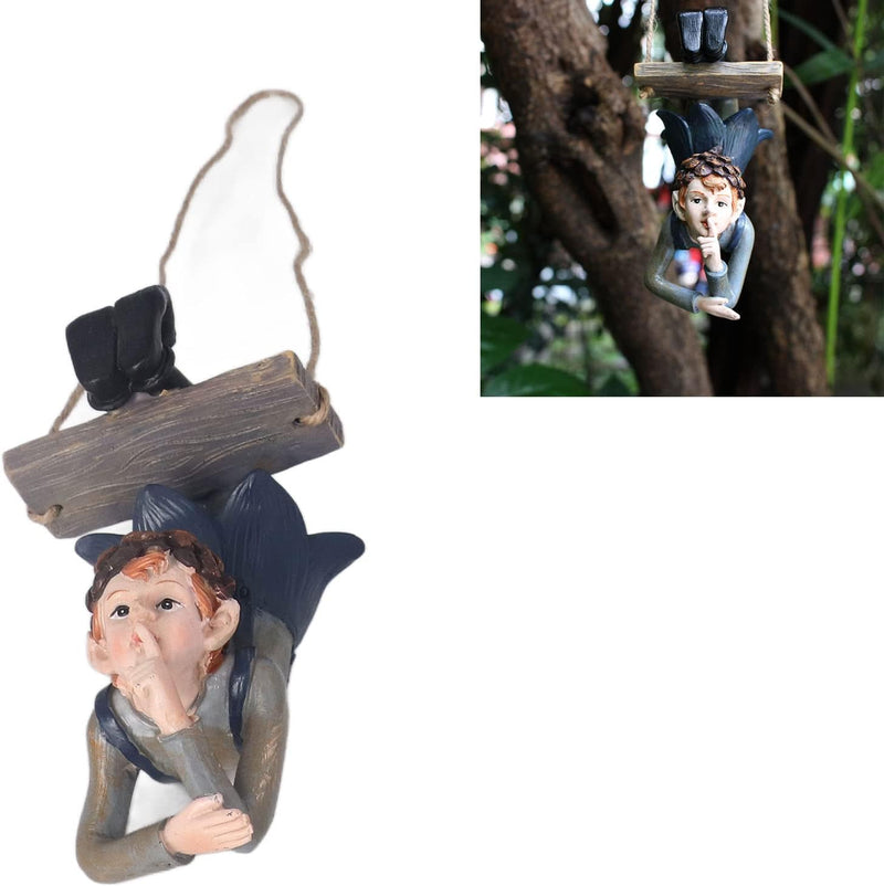 Hängende Tierstatue, Umgekehrte Feen-Elfenfiguren, Schaukel-Elf-Statue, Kunstharz, Hängende Puppe, B