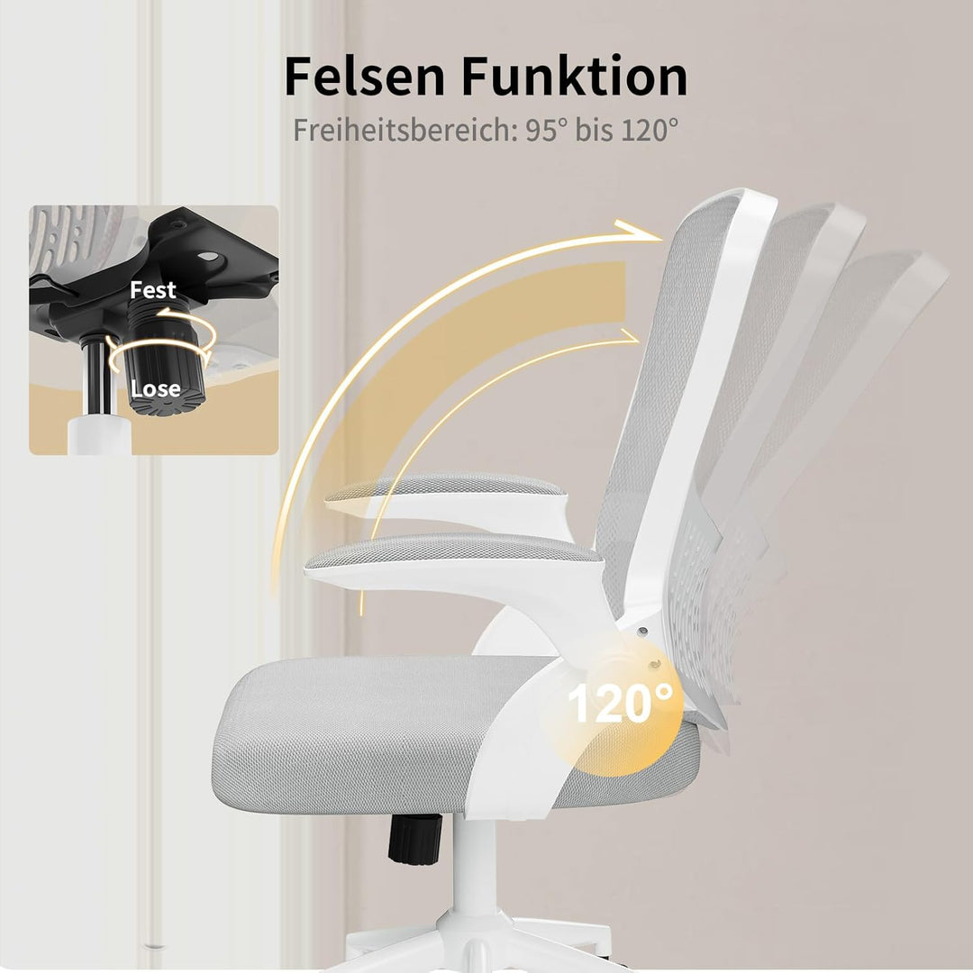 naspaluro Ergonomischer Bürostuhl, Schreibtischstuhl mit 90° Klappbaren Armlehnen, Einzigartige Lend