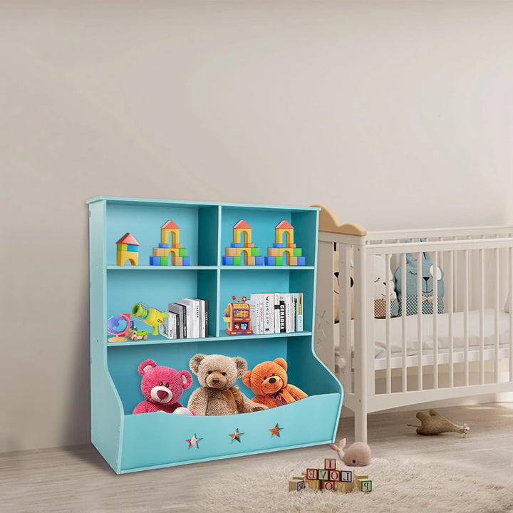 Kinder Bücherregal 3 Etagen aus PVC, Standregal mit Ablageflächen | Kindgerechte abgerundete Kanten,