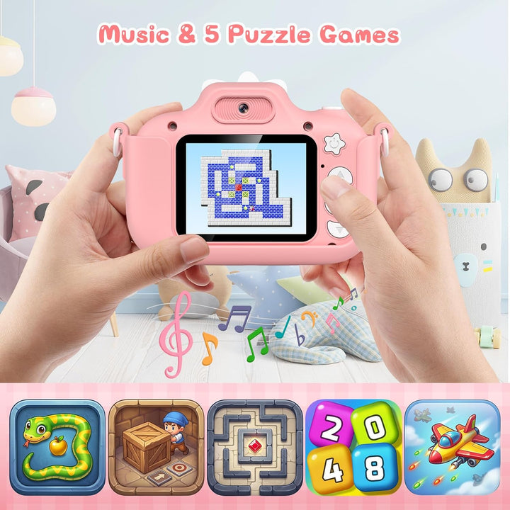 Gofunly Kinderkamera, Kinder Kamera mit 2,0 Zoll Bildschirm 1080P HD Videokamera mit 32GB-Karte Self