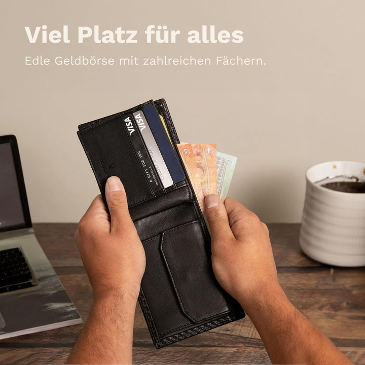 DONBOLSO Geldbörse Zürich I Grosses Portemonnaie aus Leder für Herren I Geldbeutel und RFID Schutz I