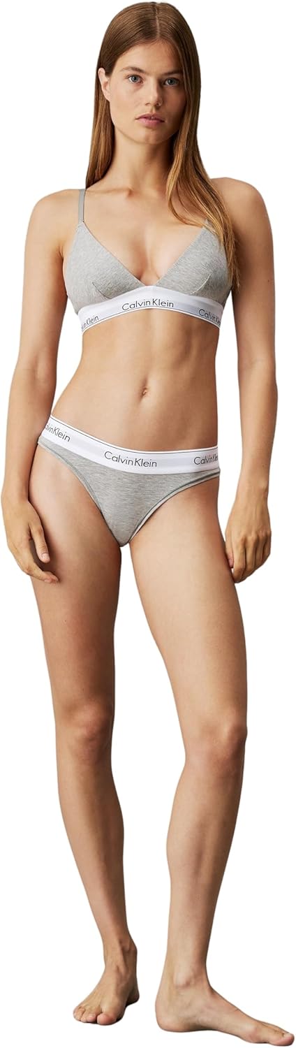 Calvin Klein Damen Brazilian Slip Baumwolle mit Stretch L Grau (Grey Heather), L Grau (Grey Heather)