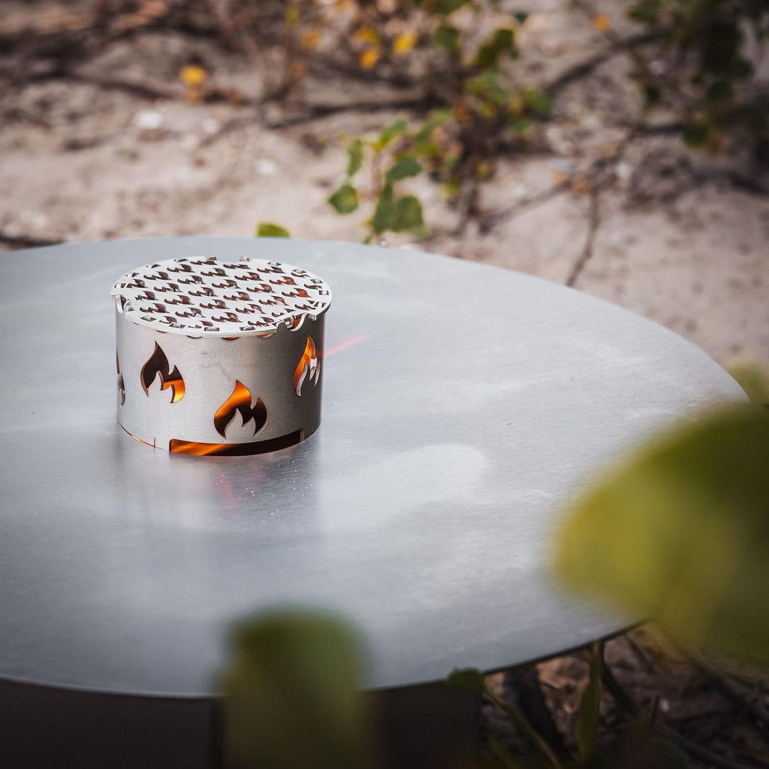 Grillrost.com Das Original Mini Wokaufsatz aus Edelstahl - für Mini Feuerplatte steckbar Mini-Wokauf