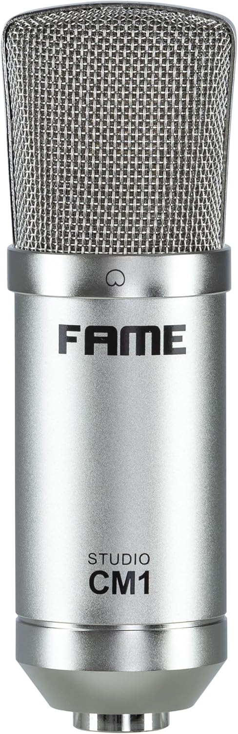 Fame Audio Studio CM1 Grossmembran Kondensatormikrofon, Silber, Elektretkondensator, Nieren-Richtcha