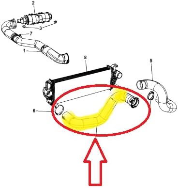 Ladeluftschlauch Turboschlauch kompatibel mit Jeep Grand Cherokee, (WH, WK), (WK, WK2), 3.0 CRD, 550