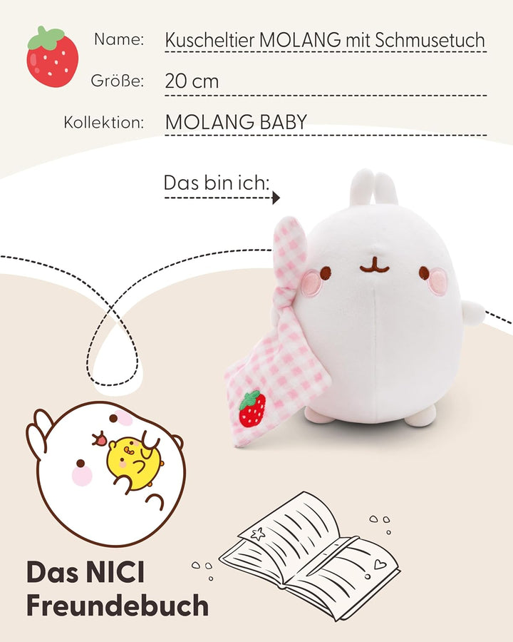 NICI MOLANG Kuscheltier 20 cm mit Schmusetuch Baby Einschlafhilfe - Niedliches Stofftier und Schnuff