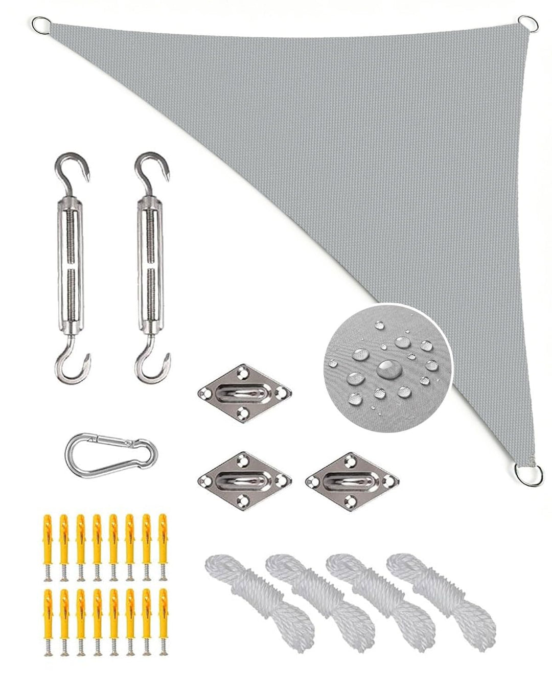 Sonnensegel Dreieckig 3x4x5m Wasserdicht, Sonnenschutz Windschutz, Premium HDPE Wetterbeständig Atmu