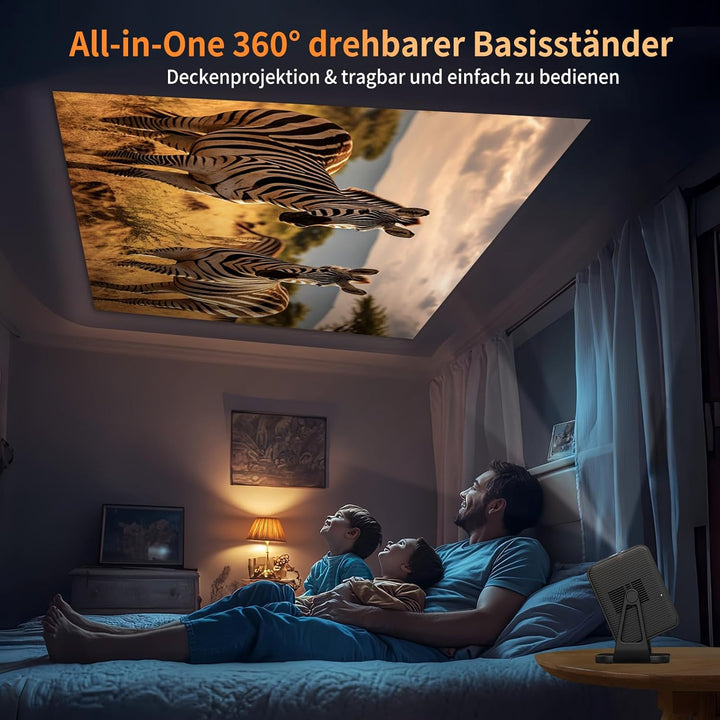 Heimkino Beamer, 4K Unterstützt, 1080P Full HD Beamer mit 28000 Lumen, WiFi 6 & Bluetooth 5.4, kompa
