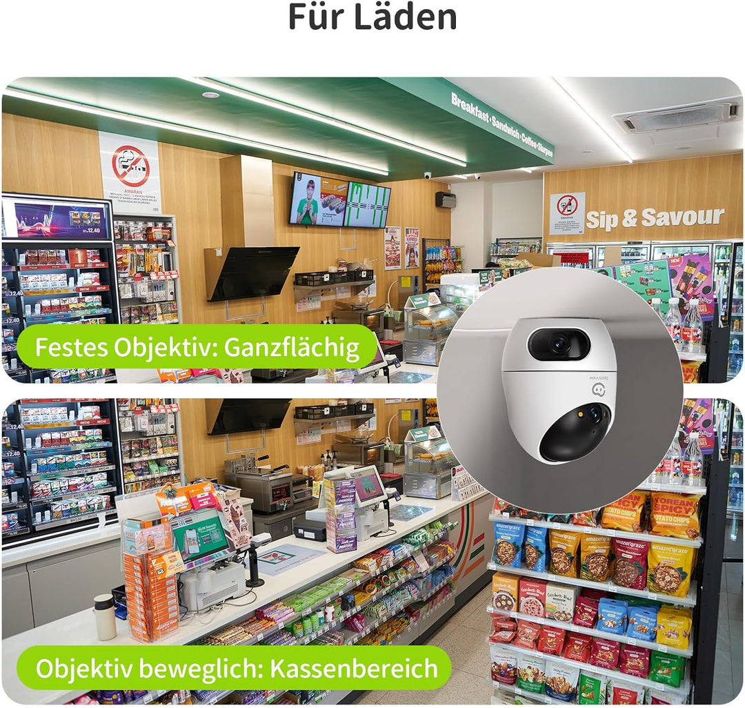 Beans View 2K+2K (3MP+3MP) Innenkamera Zwei Objektiven für Überwachung und Sicherheit, 2,4 GHz WLAN,