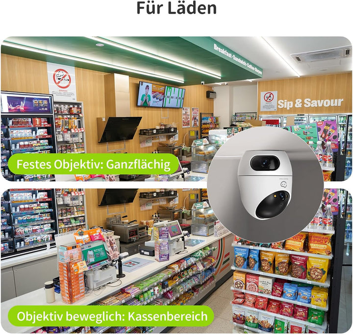 Beans View 2K+2K (3MP+3MP) Innenkamera Zwei Objektiven für Überwachung und Sicherheit, 2,4 GHz WLAN,