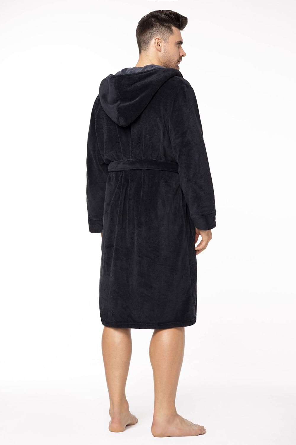 Envie Bademantel Herren Adam mit Kapuze XL-XXL Schwarz-grau, XL-XXL Schwarz-grau